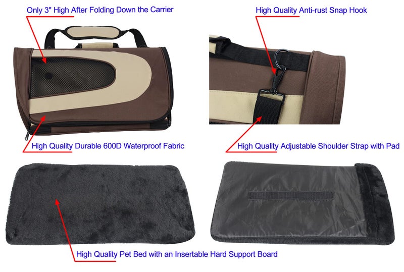EliteField Deluxe Soft Pet Carrier (3 Year Warranty, Airline Approved), Multiple Sizes and Colors Available (18" L x 10" W x 11" H, Brown+Beige) - Image 5
